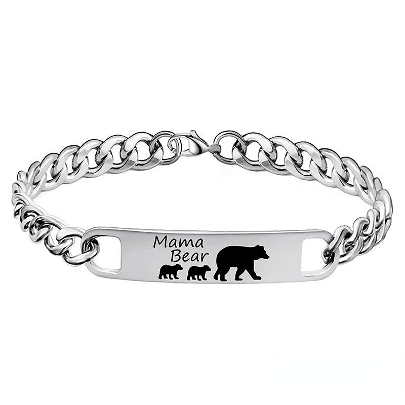 Venta al por mayor Pulsera de oso del día de la madre de acero inoxidable